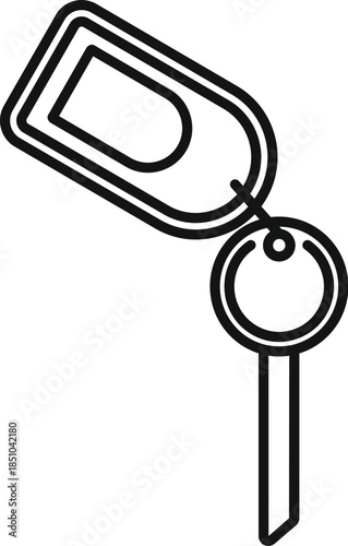 Key with a blank tag on a keyring representing access and security