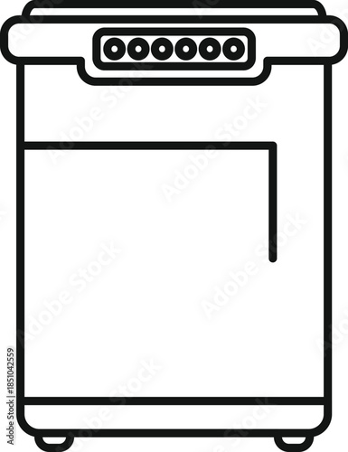 Deep freezer appliance outline vector illustration, representing kitchen refrigeration and food preservation
