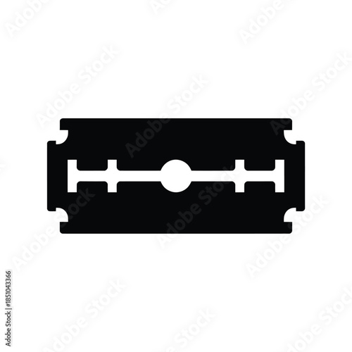 A simple black and white illustration of a double edged razor blade