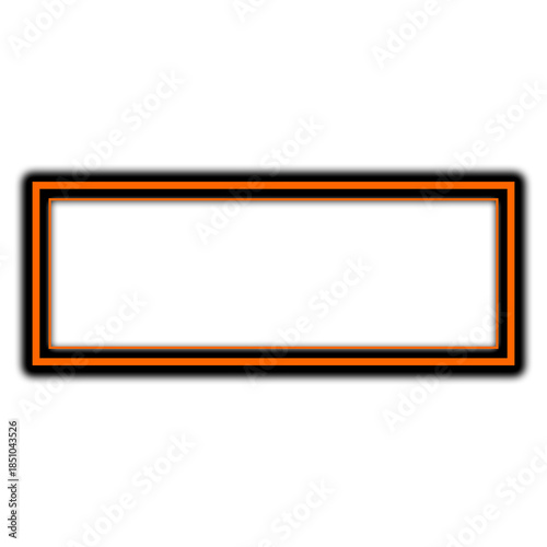 3D illustration of a blank black square frame on a orange wall with empty space for your text design as a vector business banner or digital screen border