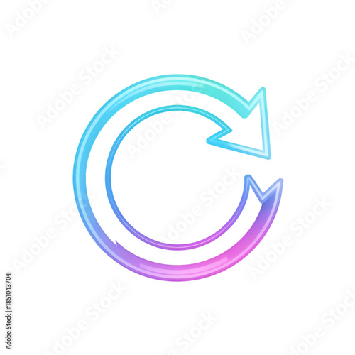 Neon circular arrow icon with a vibrant blue purple and pink gradient