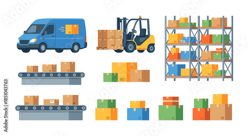 Warehouse logistics managing delivery and shipping process