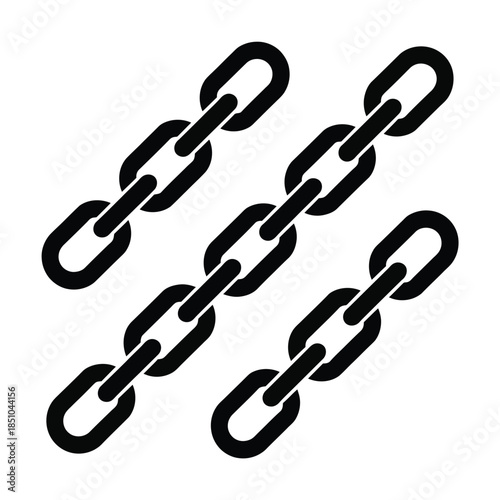 A simple illustration of parallel black metal chains on a white background