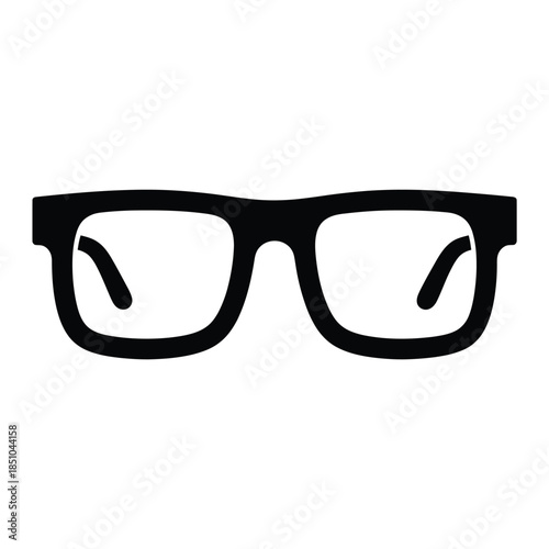 A simple black and white illustration of a pair of eyeglasses