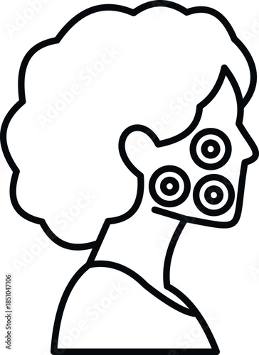 Woman's profile showing a skin rash or allergic reaction on her face, medical dermatology concept