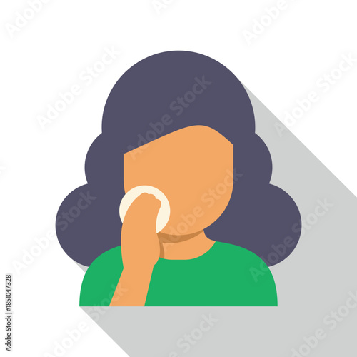 Woman cleaning face with a cotton pad, representing skincare and beauty routine