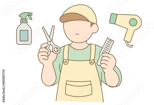 Visiting Hairdresser Preparing Haircut for Home Care and Elderly Services