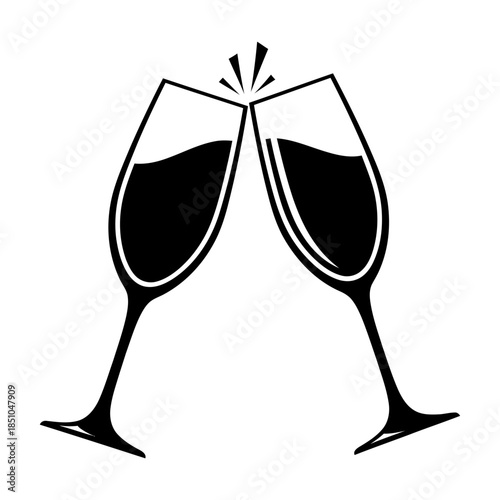 Festive Moment with Two Wine Glasses Clinking in a Joyful Toast