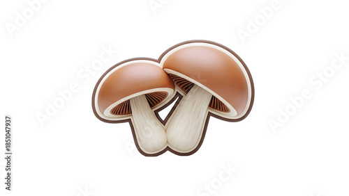 Two Brown Mushrooms Isolated on White Background
