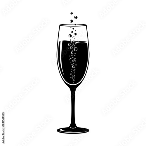 Elegant Bubbly Beverage in a Classic Champagne Flute Glass with Bubbles