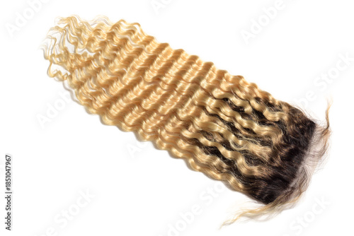 deep curly black to blonde human hari weaves lace closure