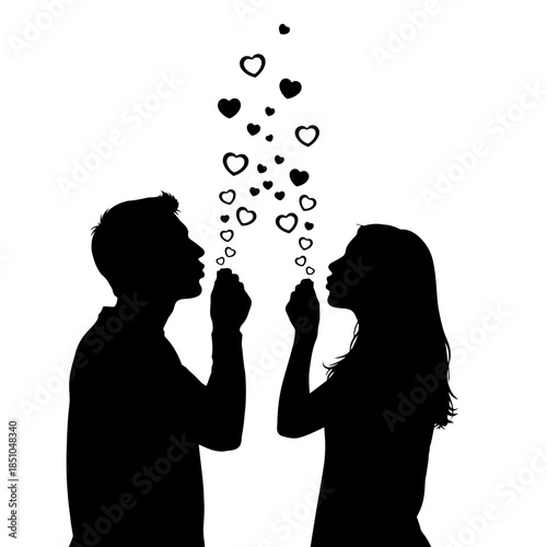 silhouette of a couple kissing