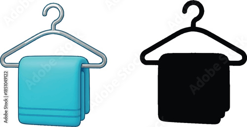 Vector illustration of plastic and metal clothes hangers isolated 