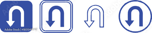 These four symbols are variations of the familiar "U-turn" or "go back" arrow, which is used in both traffic signage and digital navigation UIs to tell you "you need to change direction