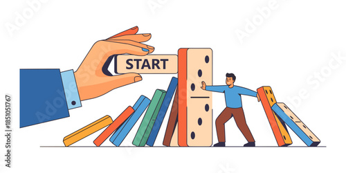 Holding back domino effect and starting chain reaction