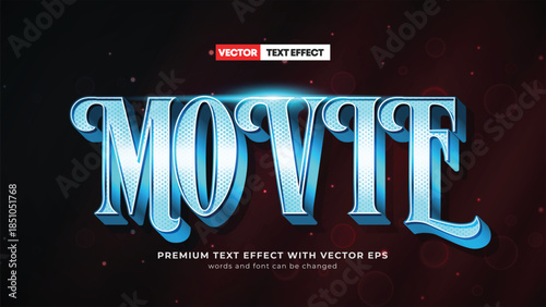 Movie editable text effect, Metallic style