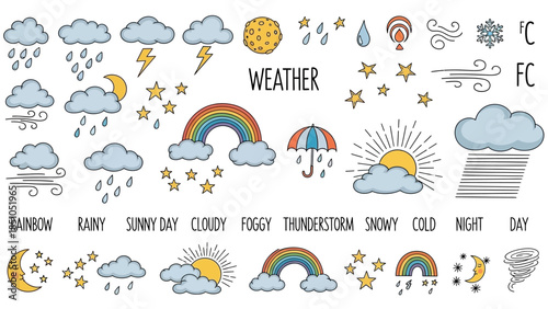 Colorful Weather Icon Collection for Creative and Digital Projects