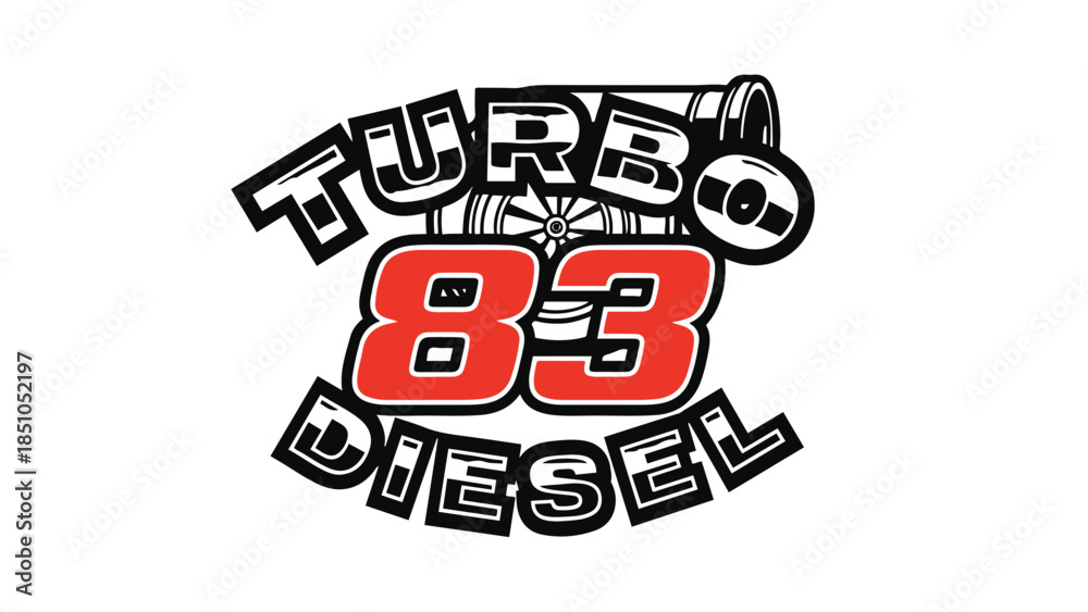 Obraz premium Turbo Diesel 83 Logo Design - Automotive Engine Performance Emblem Vector Graphic logotypelogoicon.