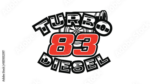 Turbo Diesel 83 Logo Design - Automotive Engine Performance Emblem Vector Graphic logotypelogoicon.