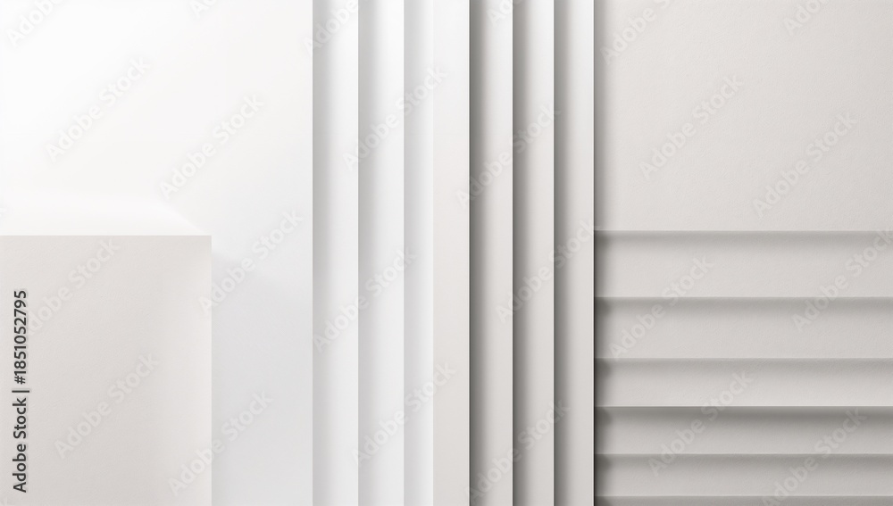 Fototapeta premium Geometric Abstract Minimalist White Layers Background - Modern Clean Design