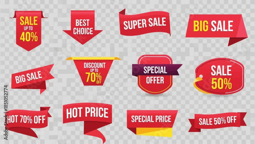 Collection of Colorful Sale and Discount Tags for Promotions and Marketing