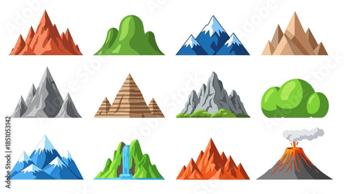 Scenic Mountain Ranges with Forests and Volcanoes in a Stunning Natural Landscape