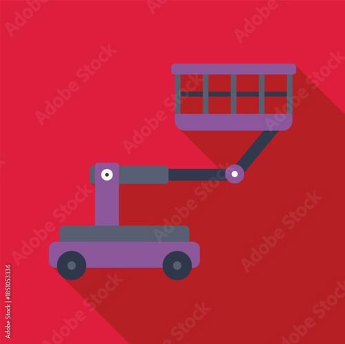 Scissor lift elevate equipment for construction work in flat design style