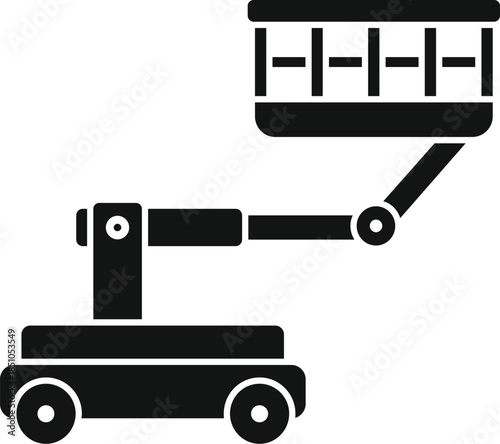 Aerial work platform lifting equipment creating a boom lift vector illustration silhouette
