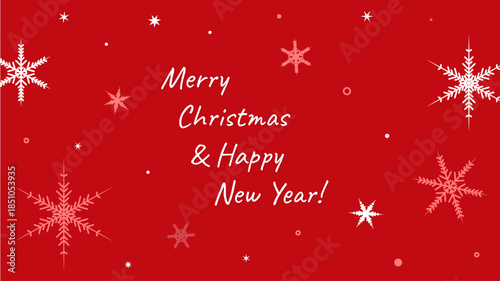 Red Christmas background with white snowflakes and handdrawn typography. Vector illustration for seasonal web banners, social media greetings, Christmas party invitations, and retail sale backgrounds