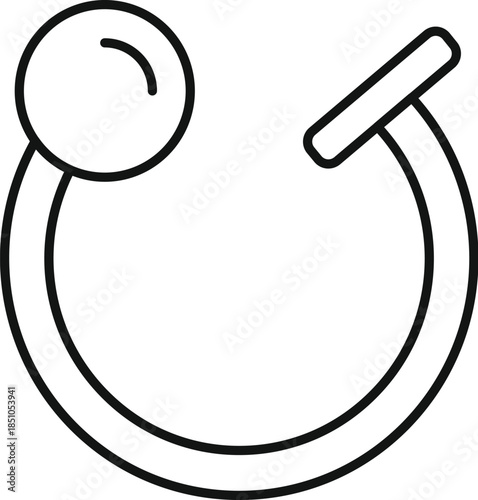 Body jewelry captive bead ring icon, black line art vector graphic