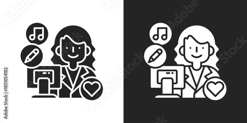 Content Creation Icon In Black And White Glyph Style
