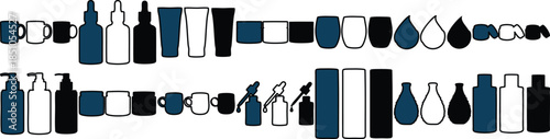 Collection of various containers and bottles for personal care products