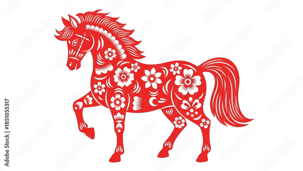 Fototapeta premium 2026 chinese new year design featuring a horse zodiac illustration