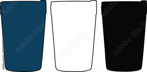 Three Cups in Blue White and Black Colors
