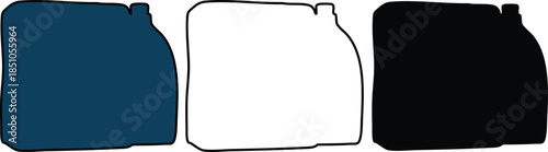 Three different colored plastic bottle silhouettes side by side on white background