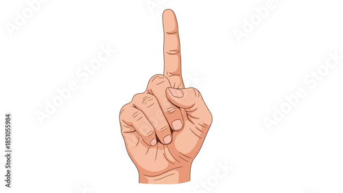 Close up of a human hand with index finger pointing upward for instructional or persuasive visuals