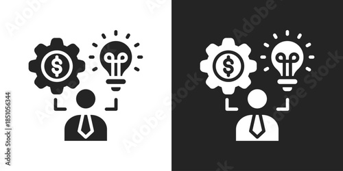 Entrepreneurship Icon In Black And White Glyph Style