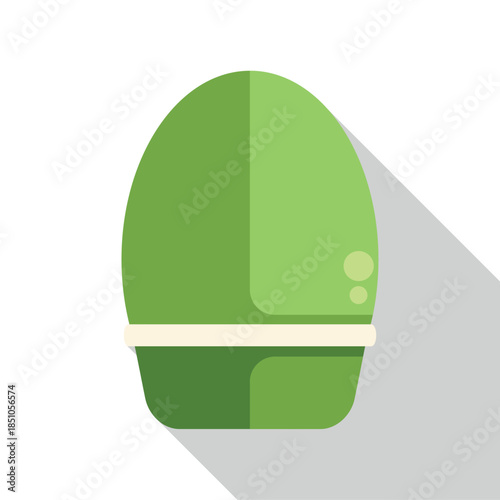 Green roll on deodorant bottle with long shadow on white background