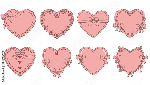 Set of Romantic Heart Frames and Borders for Creative Design Projects
