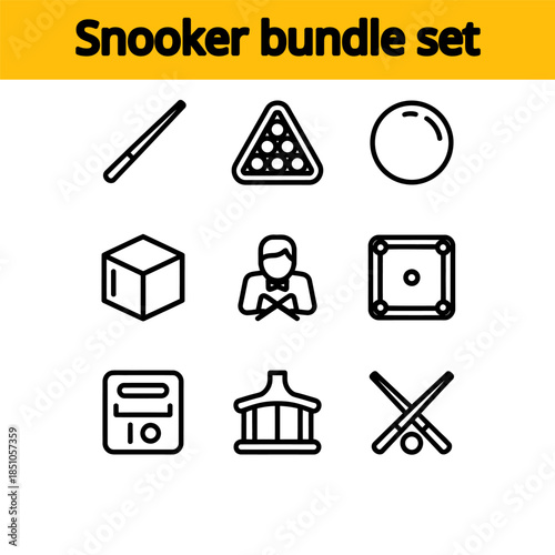 Minimal Line Icon Set of Billiards, Casino, Sports and Business Symbols