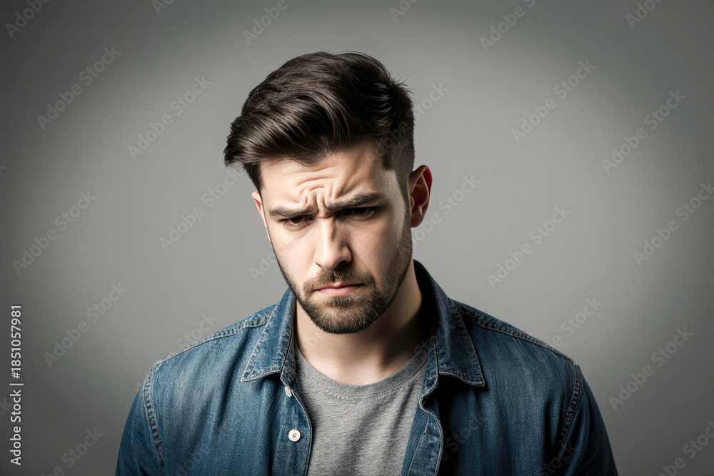 Obraz premium Young handsome man wearing casual clothes skeptic and nervous, frowning upset because of problem. negative person.