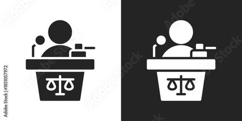 judgement Icon In Black And White Glyph Style