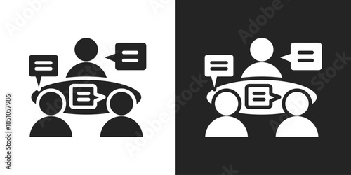meeting Icon In Black And White Glyph Style