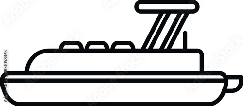 Outline drawing of a modern motorboat or yacht, representing sea travel and transport
