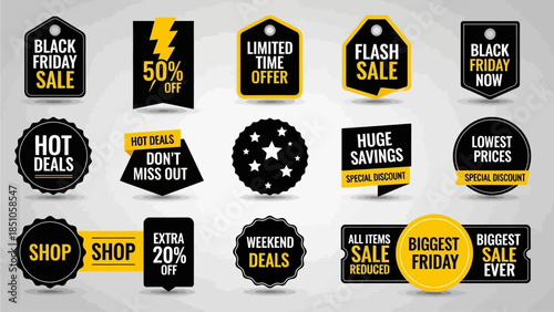 Colorful Sale Banners for Retail Promotions on Black Friday and Special Events