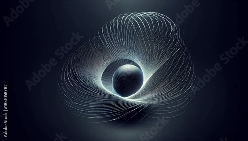 The field of magnetic lines is an invisible force visualized by thin luminous lines curving around an object. Ideal for educational infographics and hi‑tech brands. Vector graphics. EPS_03.