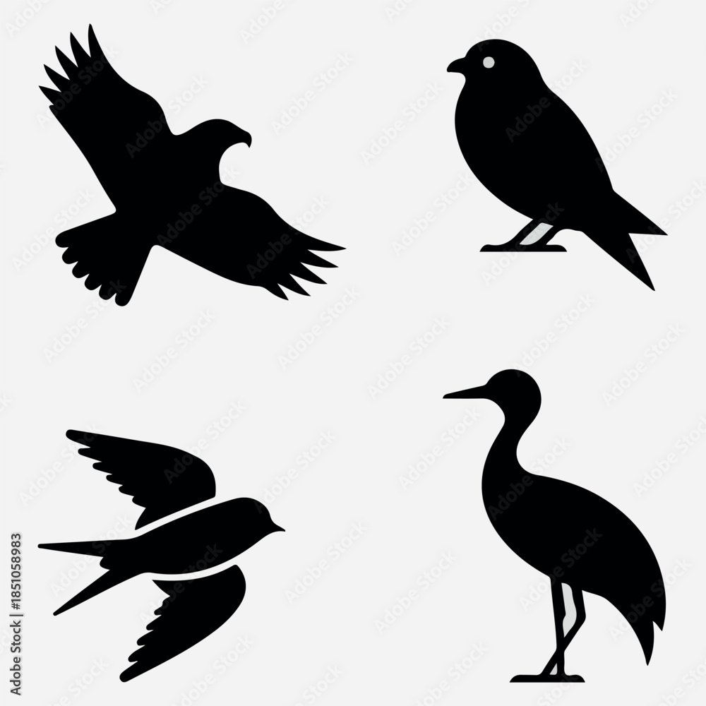Fototapeta premium Elegant silhouette hummingbird vector