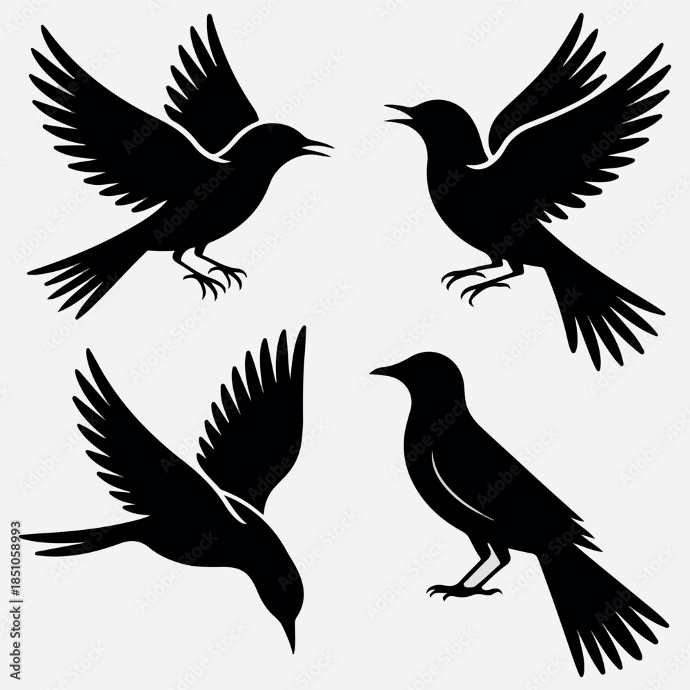 Obraz premium A humming bird silhouette black vector artwork illustration