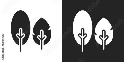 Trees Icon In Black And White Glyph Style