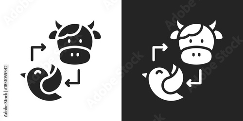 Livestock Cycle Icon In Black And White Glyph Style